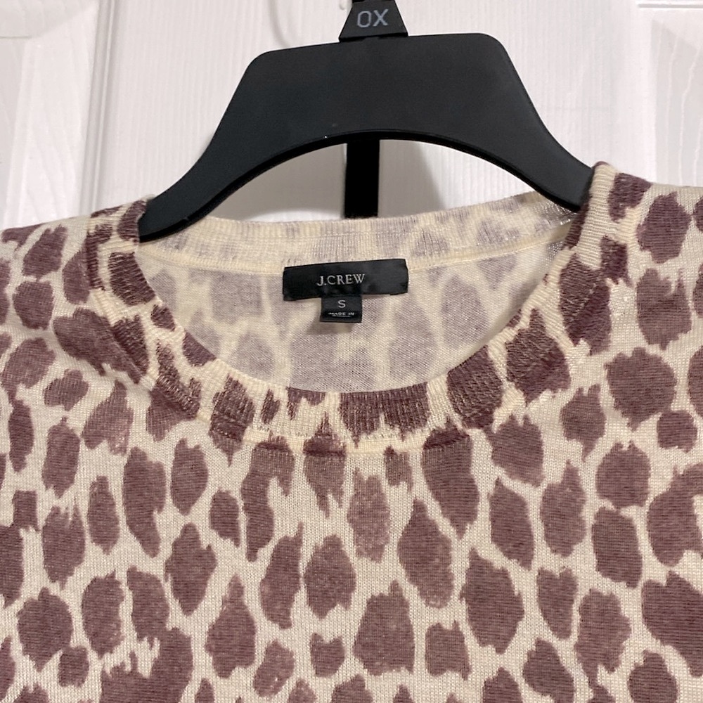CUTE J Crew animal print knit silk blend lightweight top sweater shirt SMALL - Picture 3 of 13